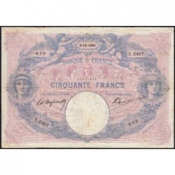 F 14-15 - 09/12/1903 - 50 francs - Bleu et rose - Série X.2467 - Etat : TB+