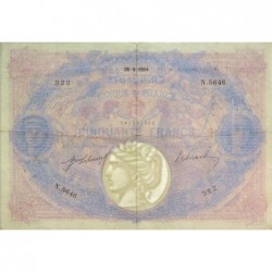 F 14-27 - 26/09/1914 - 50 francs - Bleu et rose - Série N.5646 - Etat : TTB