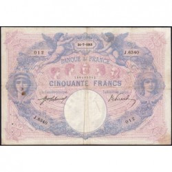 F 14-28 - 24/07/1915 - 50 francs - Bleu et rose - Série J.6340 - Etat : TTB-