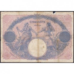 F 14-28 - 27/11/1915 - 50 francs - Bleu et rose - Série O.6551 - Etat : B