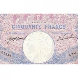 F 14-24 - 09/03/1911 - 50 francs - Bleu et rose - Série Q.3955 - Etat : TTB