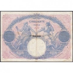 F 14-29 - 21/04/1916 - 50 francs - Bleu et rose - Série V.6797 - Etat : TB-