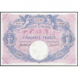 F 14-31 - 30/05/1918 - 50 francs - Bleu et rose - Série C.8069 - Etat : SUP+