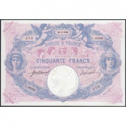 F 14-31 - 30/05/1918 - 50 francs - Bleu et rose - Série C.8069 - Etat : SUP