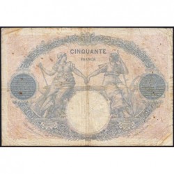 F 14-36 - 20/03/1923 - 50 francs - Bleu et rose - Série J.9586 - Etat : B+