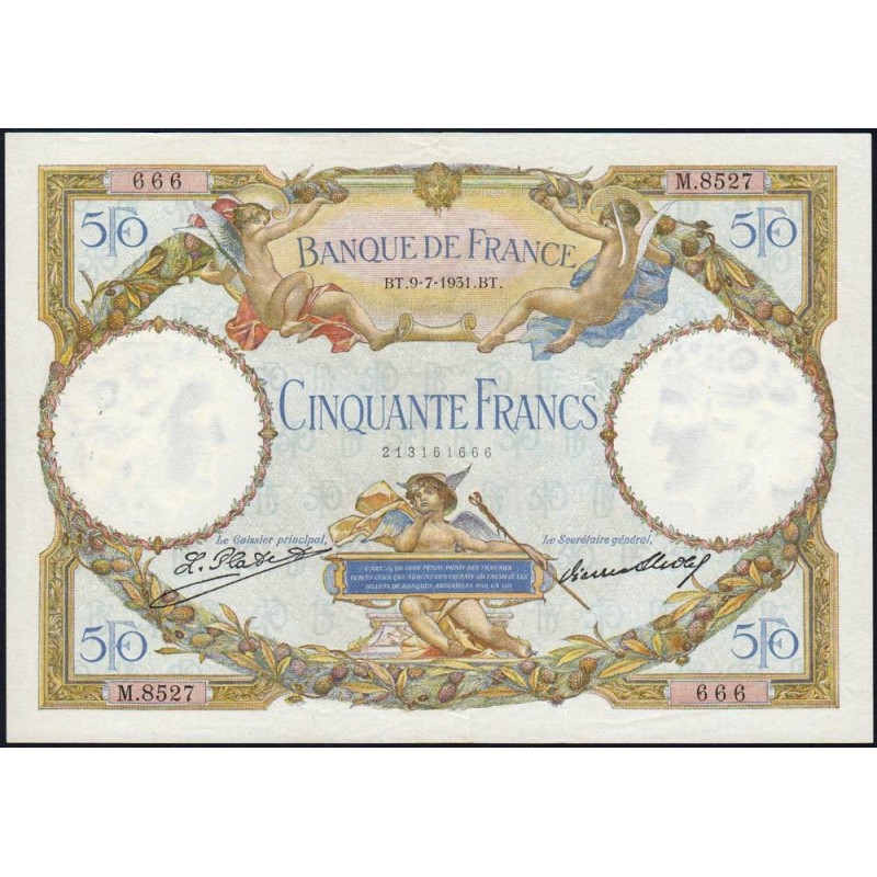 F 16-02 - 09/07/1931 - 50 francs - Merson - Série M.8527 - Etat : TTB+