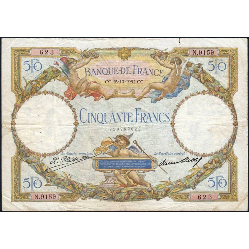 F 16-02 - 15/10/1931 - 50 francs - Merson - Série N.9159 - Etat : TB+