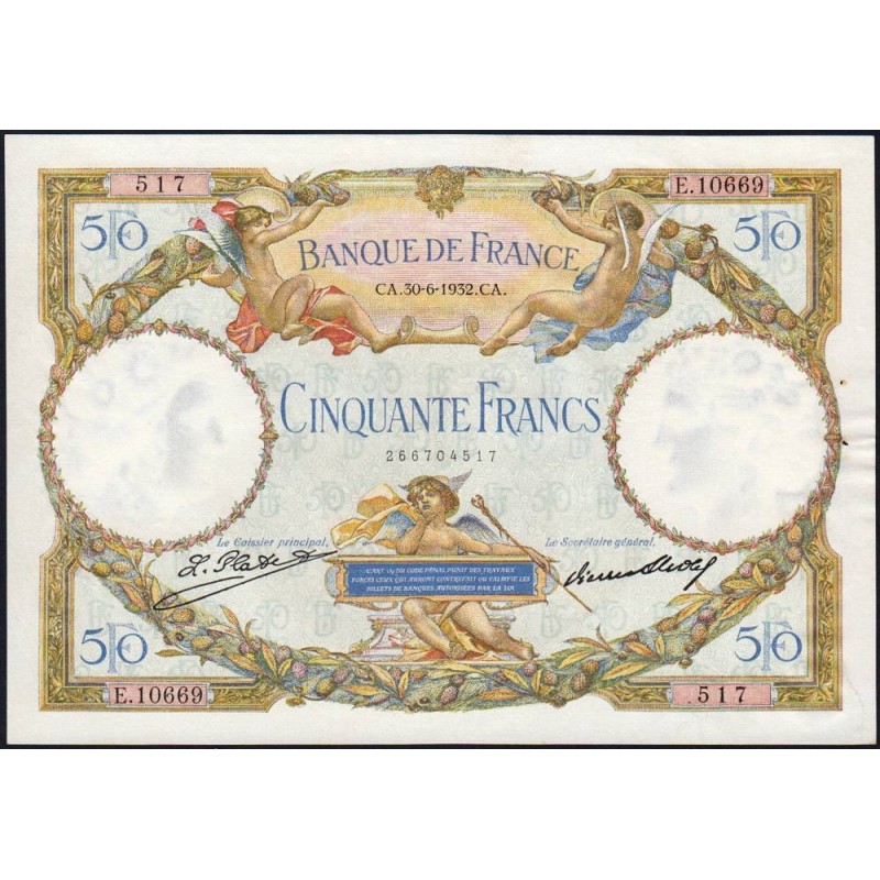 F 16-03 - 30/06/1932 - 50 francs - Merson - Série E.10669 - Etat : SUP+