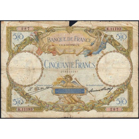 F 16-03 - 06/10/1932 - 50 francs - Merson - Série K.11193 - Etat : AB