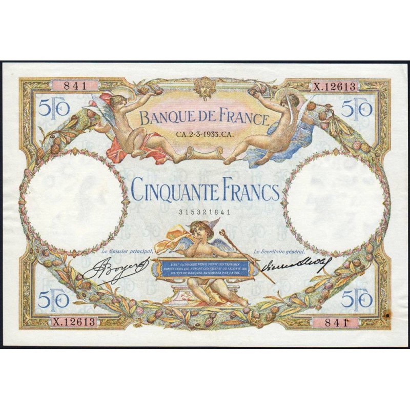 F 16-04 - 02/03/1933 - 50 francs - Merson - Série X.12613 - Etat : SUP+