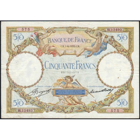 F 16-04 - 01/06/1933 - 50 francs - Merson - Série W.13493 - Remplacement - Etat : TTB