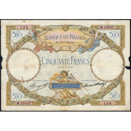 F 16-05 - 22/02/1934 - 50 francs - Merson - Série M.15057 - Etat : B+