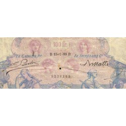 F 21-02 - 15/01/1889 - 100 francs - Bleu et rose - Série M.210 - Etat : TB à TB+