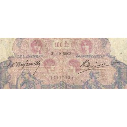 F 21-17 - 31/10/1903 - 100 francs - Bleu et rose - Série N.3886 - Etat : TB-