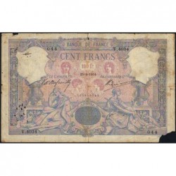 F 21-18a - 25/04/1904 - 100 francs - Bleu et rose - Série V.4034 - Etat : B