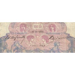 F 21-18a - 11/11/1904 - 100 francs - Bleu et rose - Série S.4201 - Etat : TB- à TB