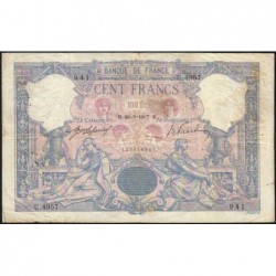 F 21-22 - 26/09/1907 - 100 francs - Bleu et rose - Série U.4957 - Etat : TB+