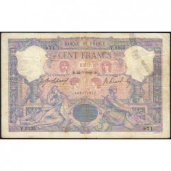 F 21-23 - 22/07/1908 - 100 francs - Bleu et rose - Série V.5135 - Etat : TB-