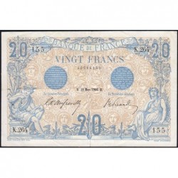 F 10-01 - 19/03/1906 - 20 francs - Bleu - Série K.264 - Etat : TTB+