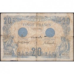 F 10-02 - 22/06/1912 - 20 francs - Bleu - Série O.2068 - Etat : B-