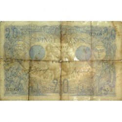 F 10-02 - 22/06/1912 - 20 francs - Bleu - Série O.2068 - Etat : B-