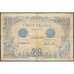 F 10-02 - 26/09/1912 - 20 francs - Bleu - Série F.2705 - Etat : TB-