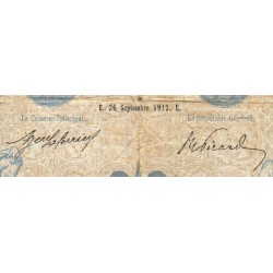 F 10-02 - 26/09/1912 - 20 francs - Bleu - Série F.2705 - Etat : TB-