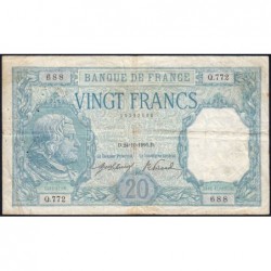 F 11-01 - 24/10/1916 - 20 francs - Bayard - Série Q.772 - Etat : TB+