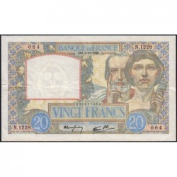 F 12-08 - 03/10/1940 - 20 francs - Science et Travail - Série N.1228 - Etat : TTB à TTB+