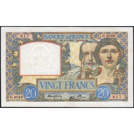 F 12-14 - 08/05/1941 - 20 francs - Science et Travail - Série G.4049 - Etat : TTB