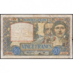 F 12-20 - 04/12/1941 - 20 francs - Science et Travail - Série X.6832 - Etat : TB-