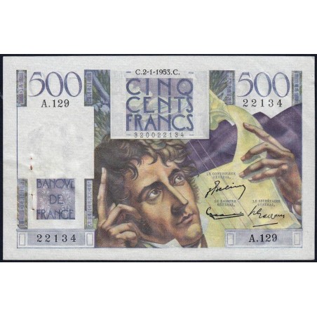 F 34-11 - 02/01/1953 - 500 francs - Chateaubriand - Série A.129 - Etat : SUP+ à SPL