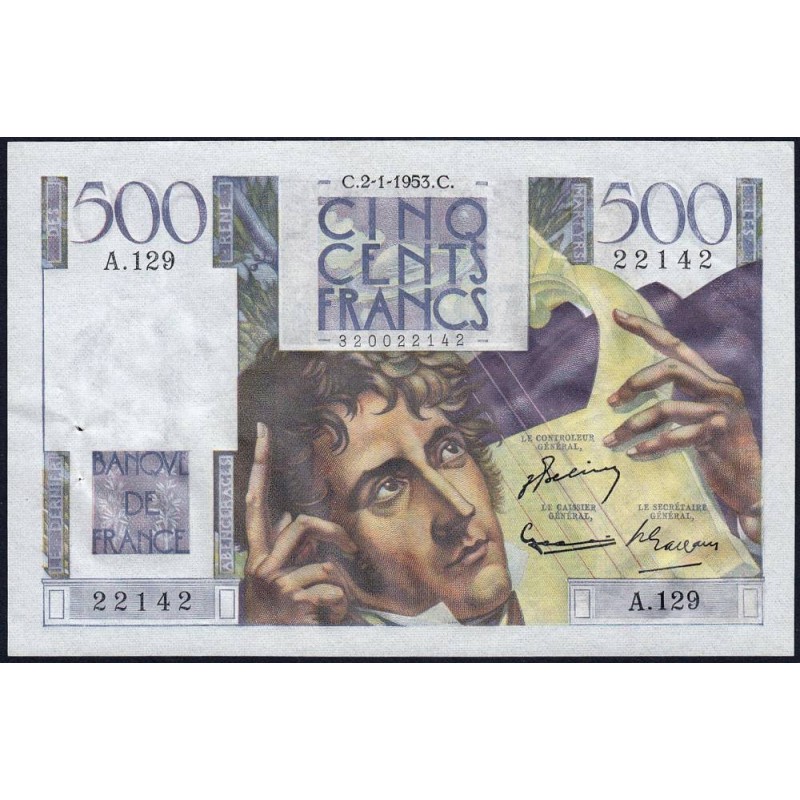 F 34-11 - 02/01/1953 - 500 francs - Chateaubriand - Série A.129 - Etat : SPL