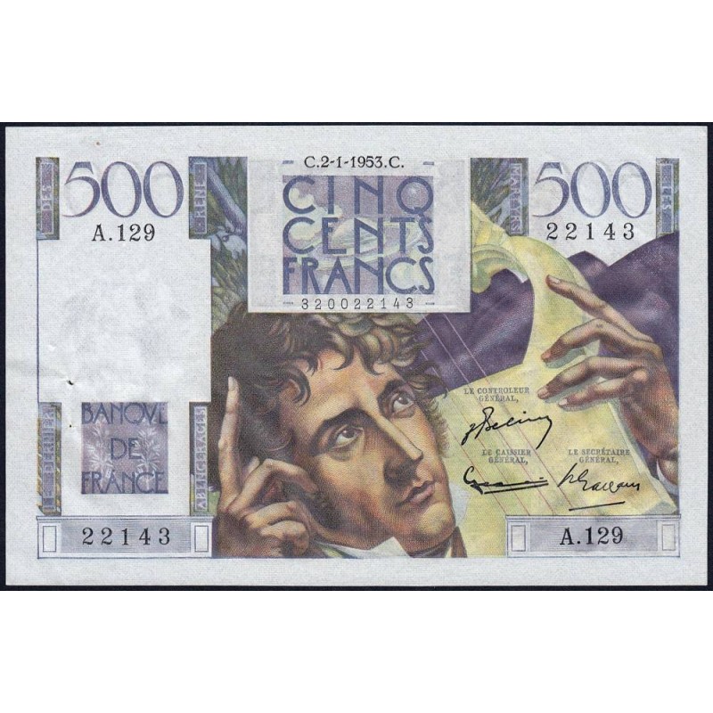 F 34-11 - 02/01/1953 - 500 francs - Chateaubriand - Série A.129 - Etat : SPL