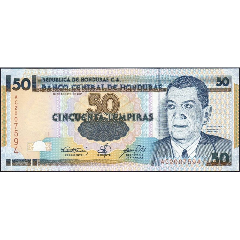 Honduras - Pick 88a - 50 lempiras - Série AC - 30/08/2001 - Etat : NEUF