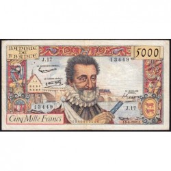 F 49-02- 06/06/1957 - 5000 francs - Henri IV - Série J.17 - Etat : TTB-