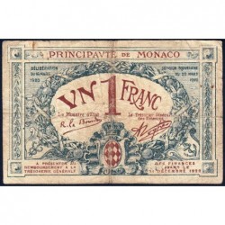 Monaco - Pirot 136-6 - 1 franc - Série B - 16/03/1920 (1921) - Etat : TB-