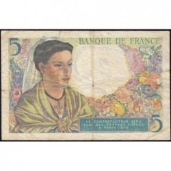 F 05-02 - 22/07/1943 - 5 francs - Berger - Série H.44 - Etat : TB