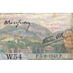 F 05-03 - 05/08/1943 - 5 francs - Berger - Série W.54 - Remplacement - Etat : TB-
