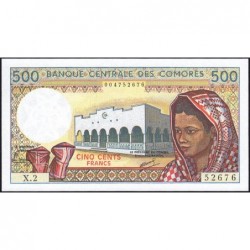 Comores - Pick 10a_2 - 500 francs - Série X.2 - 1990 - Etat : NEUF