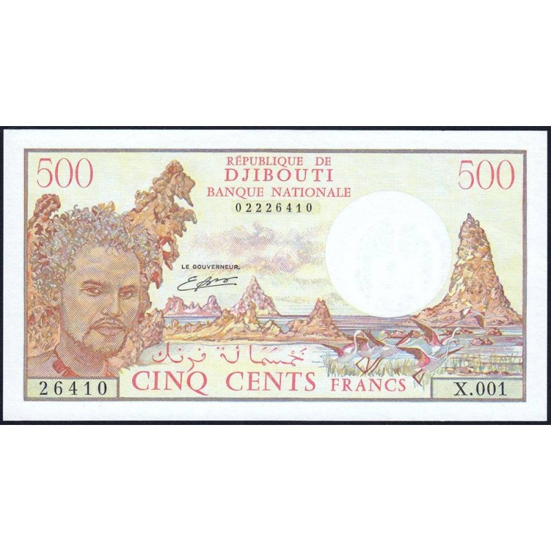 Djibouti - Pick 36b - 500 francs - Série X.001 - 1988 - Etat : pr.NEUF