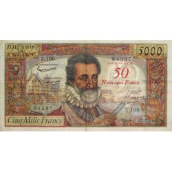 F 54-02 - 05/03/1959 - 50 nouv. francs sur 5000 francs - Henri IV - Série Z.100 - Etat : TTB à TTB+