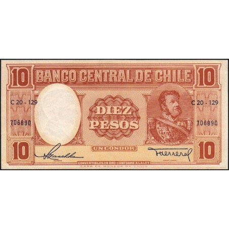 Chili - Pick 120_1a - 10 pesos  (1 condor) - Série C20-129 - 1958 - Etat : SPL