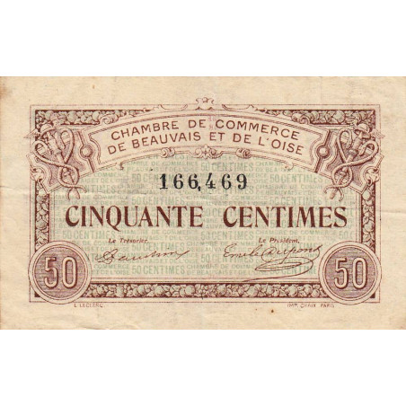 Beauvais - Pirot 22-1 - 50 centimes - 02/06/1920 - Etat : TB+