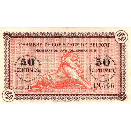 Belfort - Pirot 23-52a - 50 centimes - Série 11 - 21/12/1918 - Etat : SUP