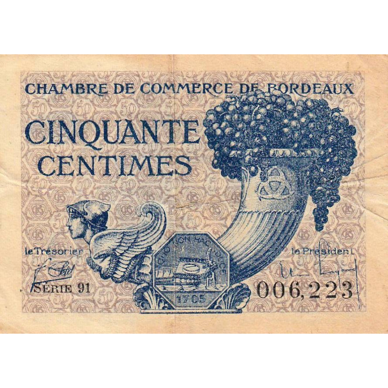 Bordeaux - Pirot 30-28 - 50 centimes - Série 91 - 1921 - Etat : TB+