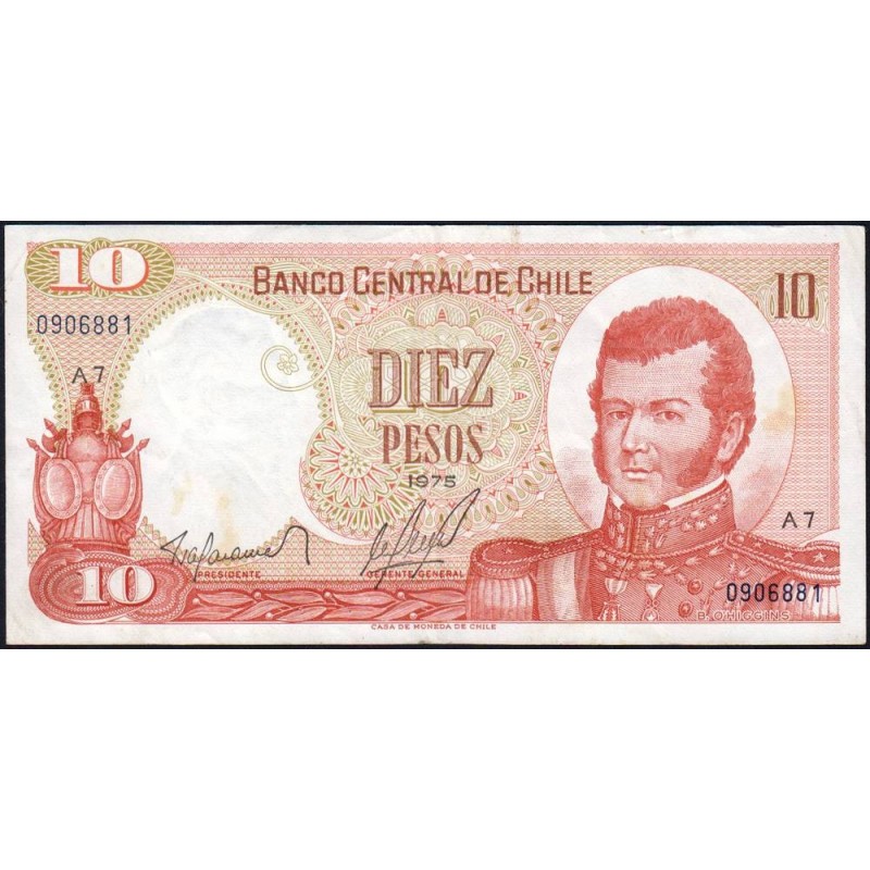 Chili - Pick 150a - 10 pesos - Série A 7 - 1975 - Etat : TTB