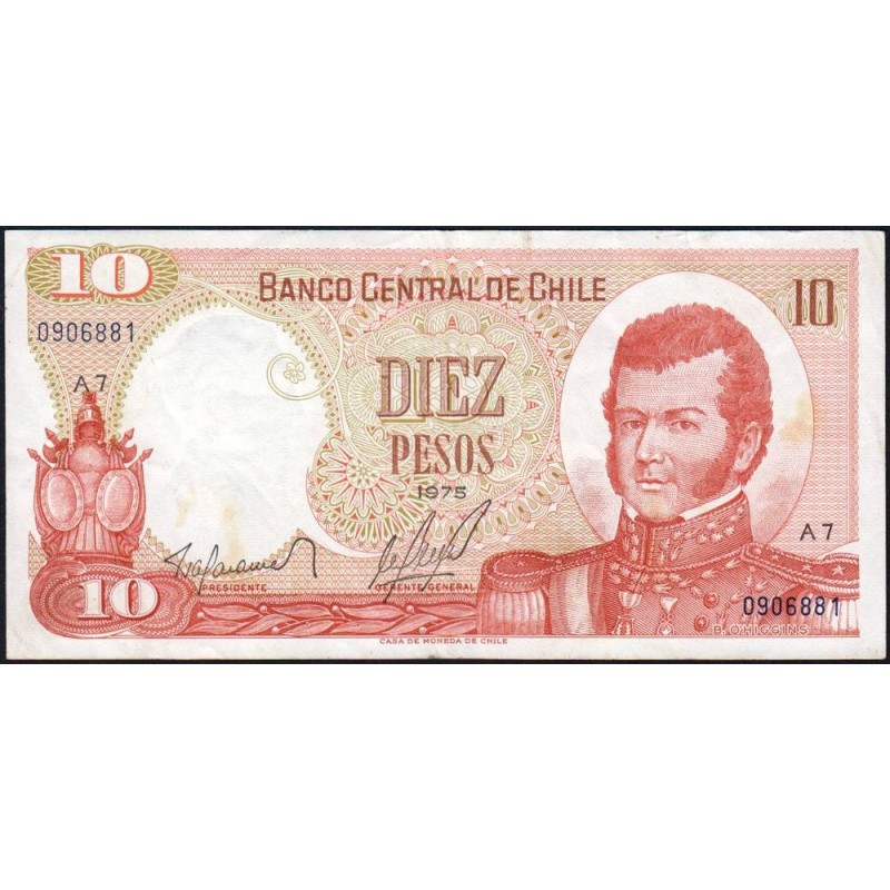 Chili - Pick 150a - 10 pesos - Série A 7 - 1975 - Etat : TTB