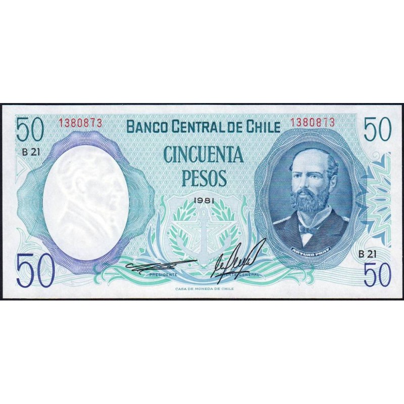 Chili - Pick 151b_2a - 50 pesos - Série B 21 - 1981 - Etat : pr.NEUF