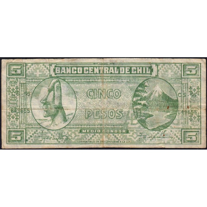 Chili - Ile de Pâques - 5 pesos (1/2 condor) - Série C5-95 - 1960 - Etat : TB